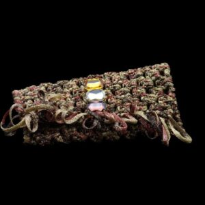 Porta Occhiali Pochette in Filo Lurex con Inserti in Cristalli Colorati